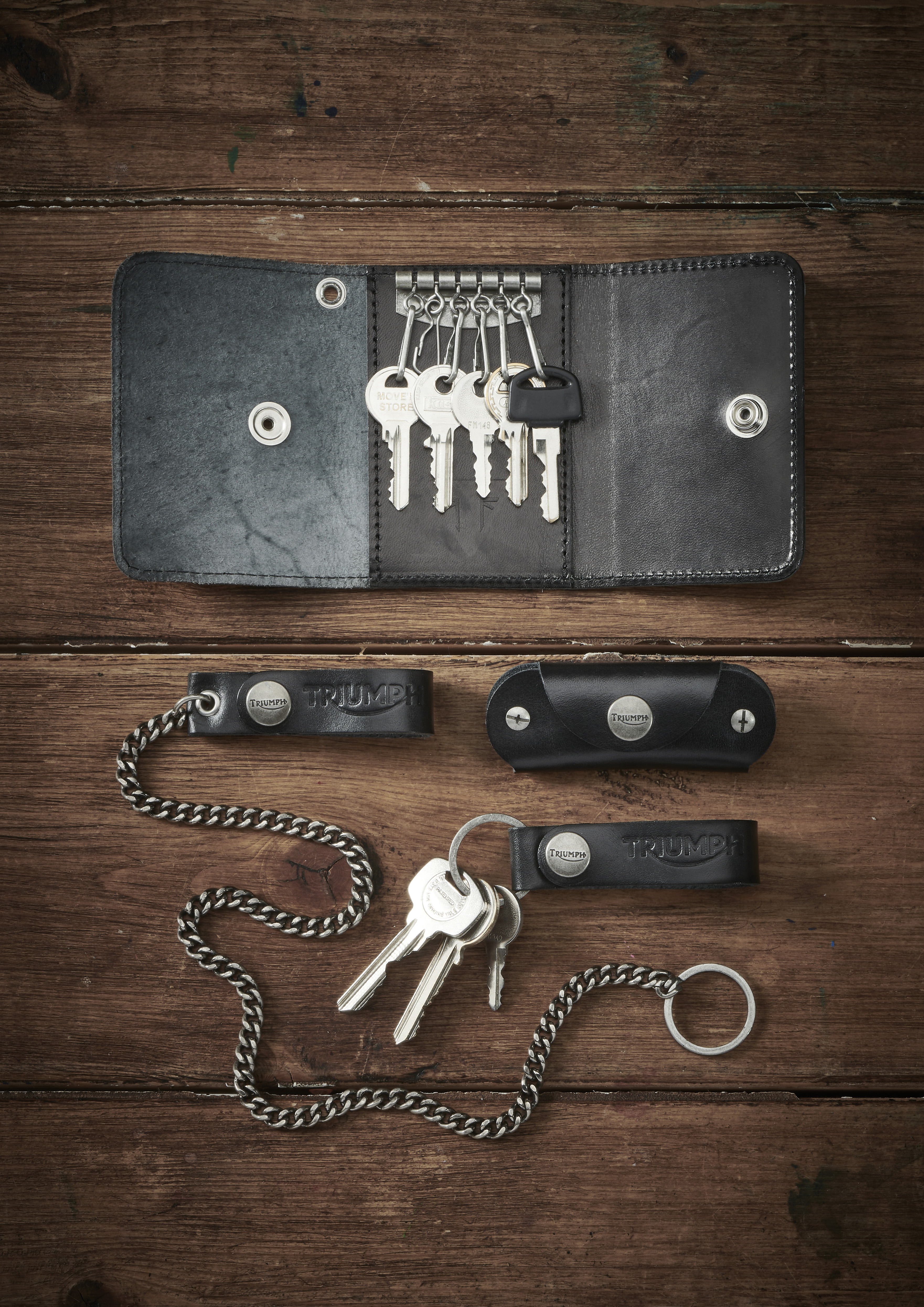 TRIUMPH キーホルダー 2個セット Leather Key Organizer in Black | Leather Accessories